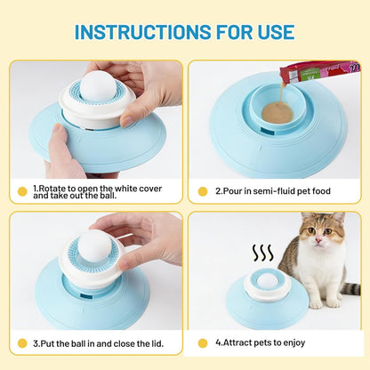 Cat Slow Feeder for Liquid/Wet Foods, Anxiety Relief Puppy Lick Bowl Treat Toy, anti Slip Pet Bowls Dogs Cats Licking Ball Treat Dispenser for Small Medium Large Breeds