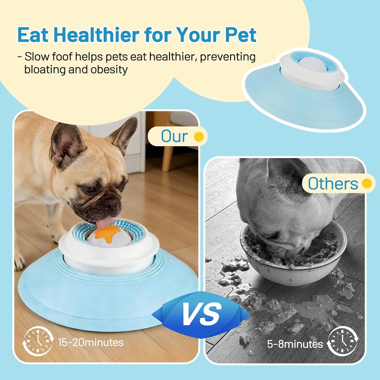 Cat Slow Feeder for Liquid/Wet Foods, Anxiety Relief Puppy Lick Bowl Treat Toy, anti Slip Pet Bowls Dogs Cats Licking Ball Treat Dispenser for Small Medium Large Breeds